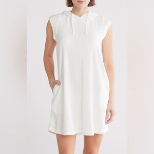 Elan Hooded Terry Cover-Up White Dress Size Small